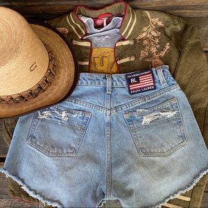 VINTAGE RALPH LAUREN DENIM CUTOFFS LIGHT WASH SZ 6